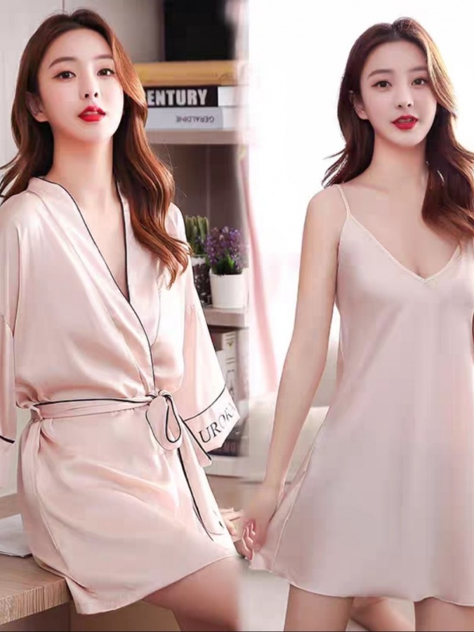 Ayollar uchun ipak shoyili pijama ART 70047 M Och pushti