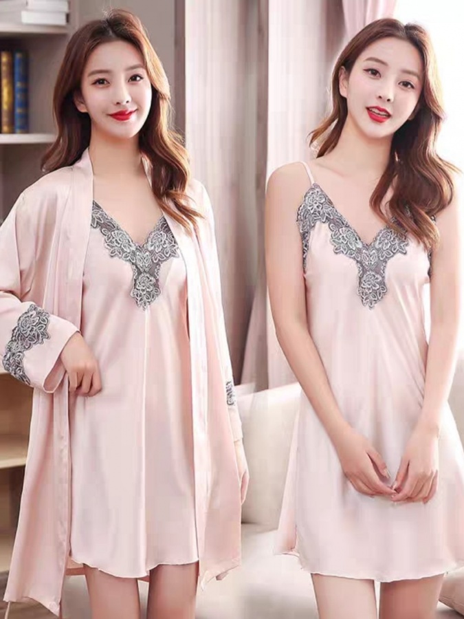Ayollar uchun ipak shoyili pijama ART 72340 L Och pushti