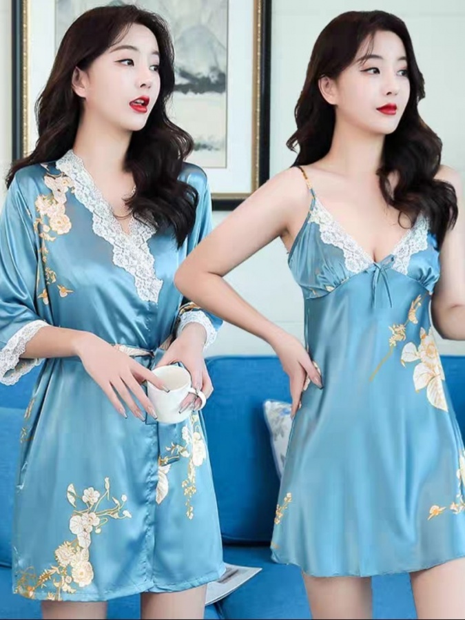 Ayollar uchun ipak shoyili pijama ART 70021 XXL "golubovatiy"