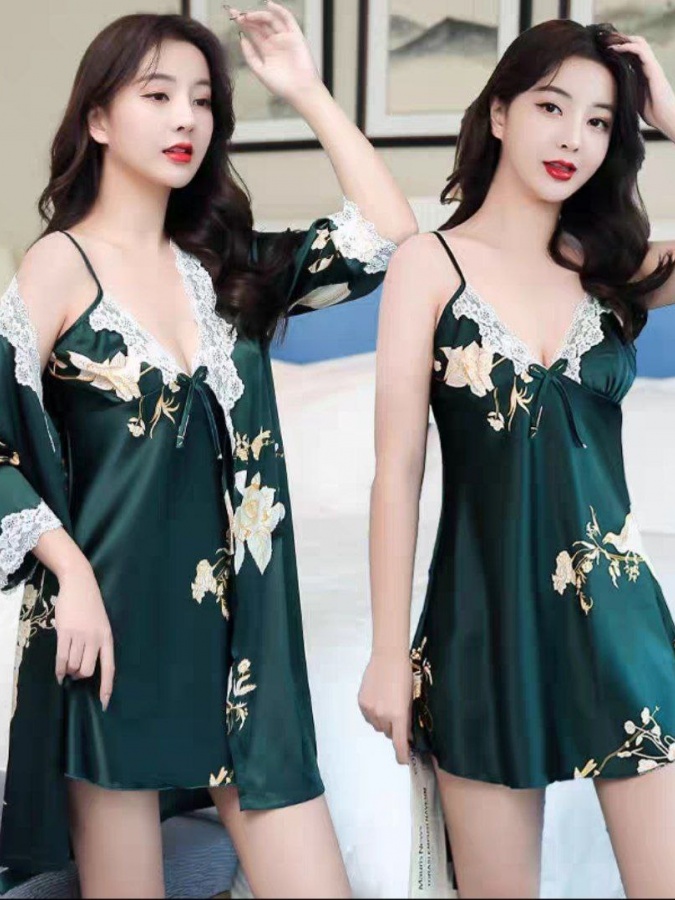 Ayollar uchun ipak shoyili pijama ART 70021 L yashil