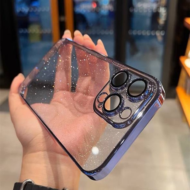 Прозрачные чехлы с блёстками АРТ 021100010 iPhone 13 mini Голубой