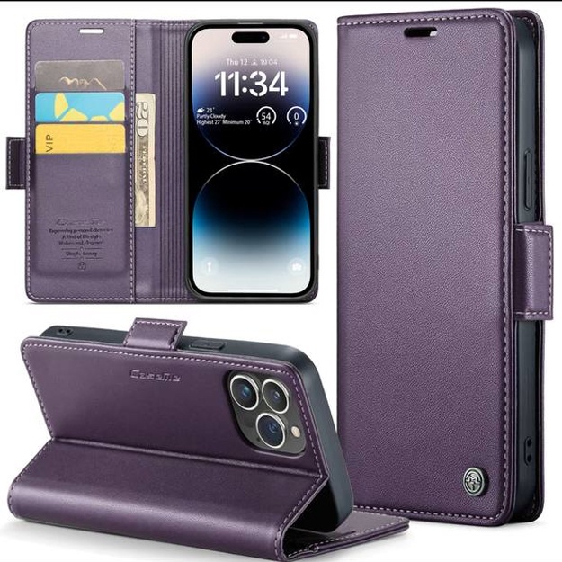 Kitob ko‘rinishidagi himoya g‘iloflari kartalar uchun karmon bilan ART 769843000 Ko‘k rang iPhone 14 Pro Max
