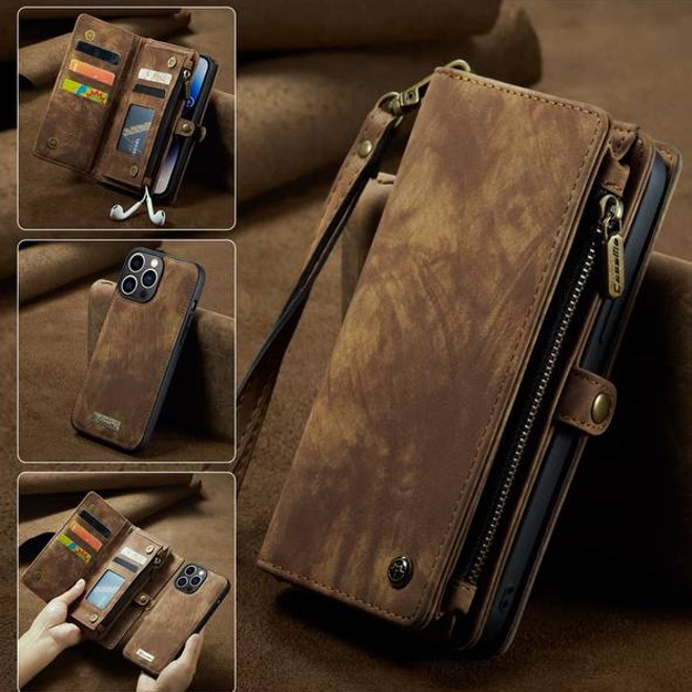 Kitobli himoya g‘iloflari karmonlar bilan ART 2315646 Jigarrang iPhone 13 Pro
