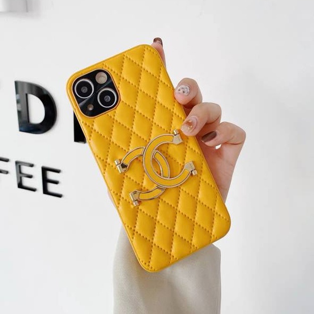 Mashxur brend Chanel logotipi tushirilgan homoya g‘iloflari ART 56413050 iPhone Xr Sariq