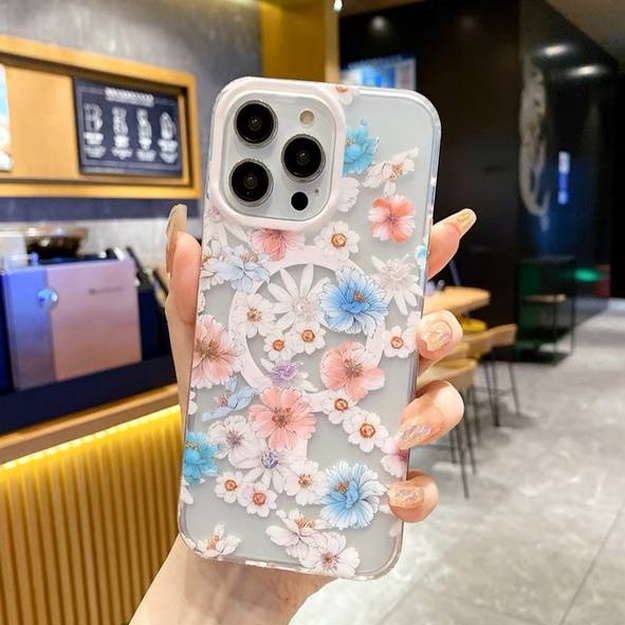 Smartfo‘nlar uchun gulli suratli himoya g‘iloflari ART 654136000 Oq rang Iphone 14