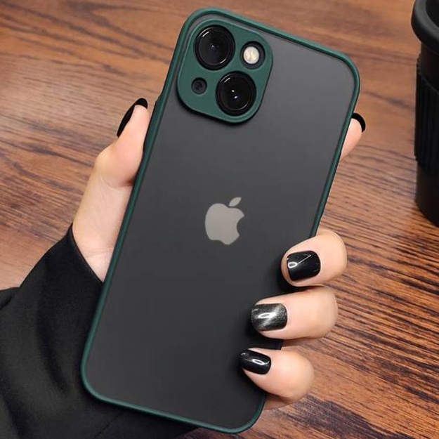 Матово прозрачный чехол для смартфонов АРТ 15465289 Зелeный Iphone 14 Plus