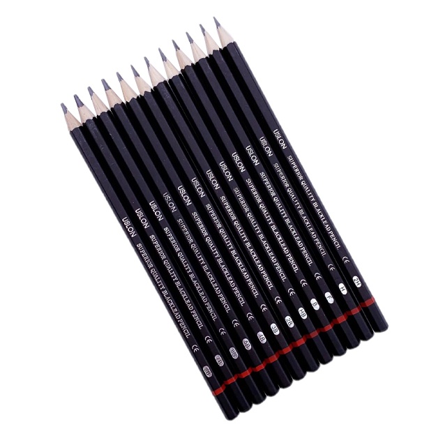 Qalamlar eskizlar va chizmalar uchun Uslon Graded Black Lead Pencils From 8B to 2H 12 ta