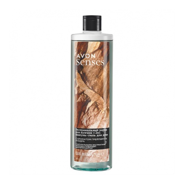 Erkaklar uchun shampun-dush geli Avon Senses greyfurt va sadr 500ml