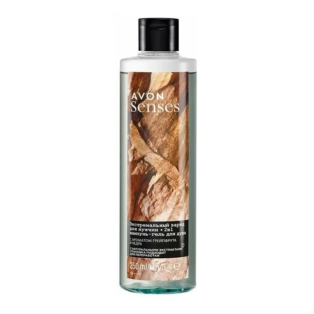 Erkaklar uchun shampun-dush geli Avon Senses greyfurt va sadr 250 ml