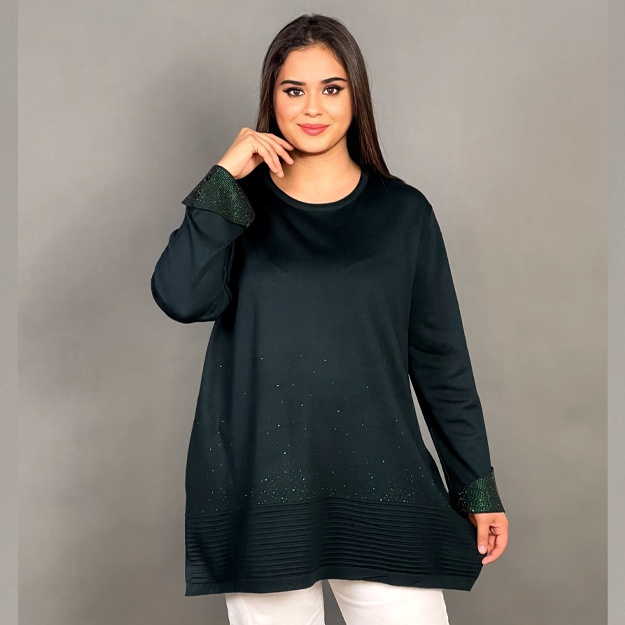 Ayollar Tunikasi ART 9-6202 to‘q yashil rang oversize 58