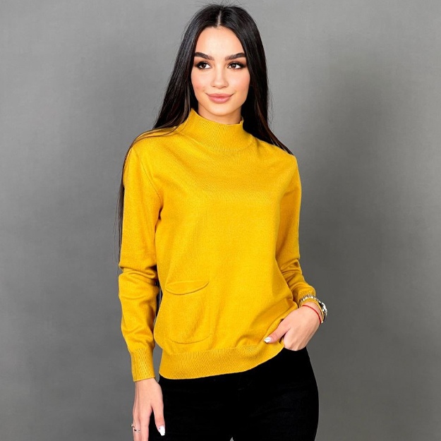 Bo‘yinli Sviter ART T1012 sariq 44