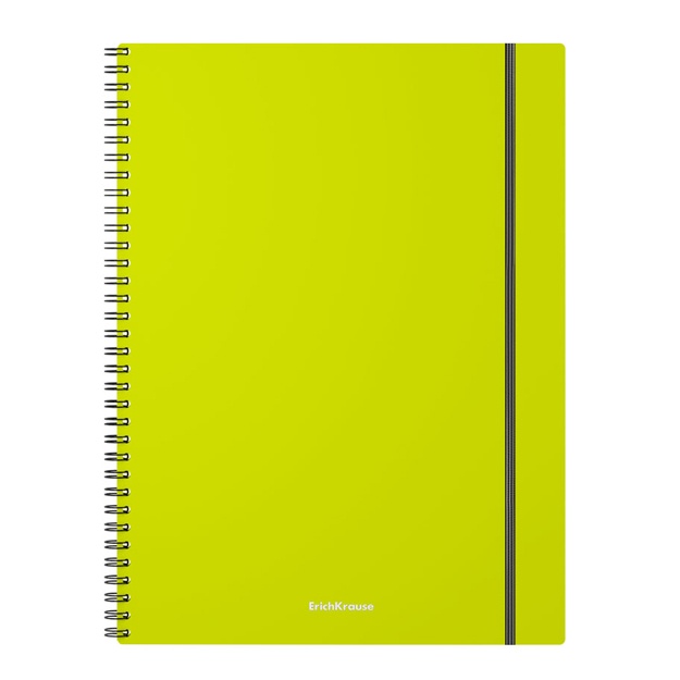 Тетрадь общая с пластиковой обложкой на спирали ErichKrause Neon, ассорти, А4, 80 л (50652) Салатовый