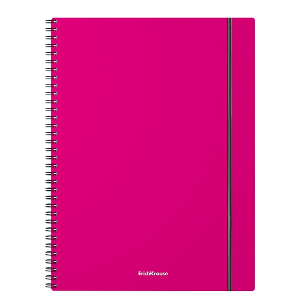 Тетрадь общая с пластиковой обложкой на спирали ErichKrause Neon, ассорти, А4, 80 л (50652) Розовый
