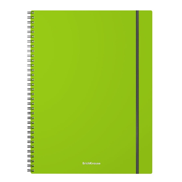 Тетрадь общая с пластиковой обложкой на спирали ErichKrause Neon, ассорти, А4, 80 л (50652) Зелёный