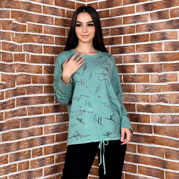 Ayollar kiyimi ko‘fta 8890 Yalpiz rang
