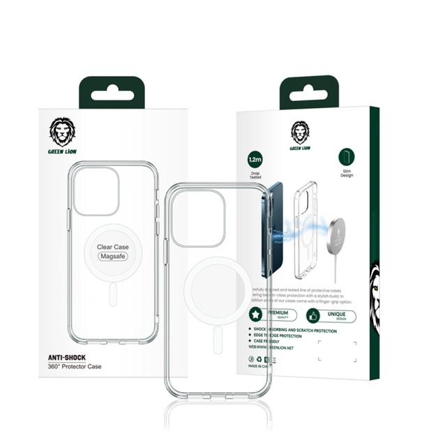 Shaffof zarbaga chidamli g‘ilof Green Lion 360 Creative Magsafe iPhone 13 Pro