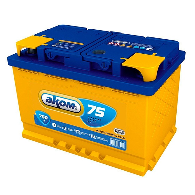 Автомобильный аккумулятор Akom 6CT 75Ah 750A (EN) 12V Tracker