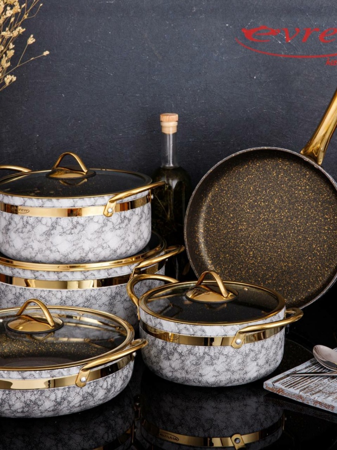 Qozon to‘plami va tova 9 qismli evren kitchenware-1