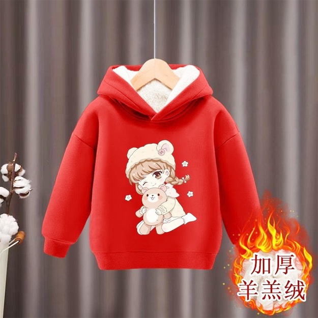 Qizlar uchun bolalar hoodie kiyimlari WM-23 qizil 110 sm bolaning bo'yi