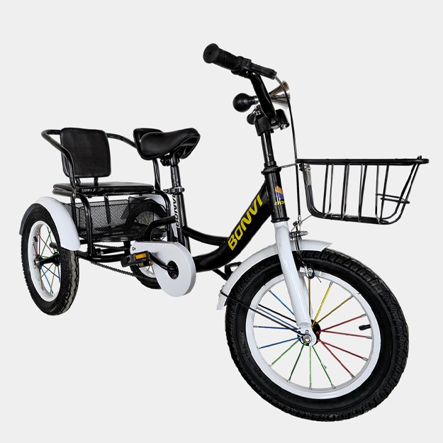 Velosiped BONVI 3 silindrli, bolalar uchun, orqa o‘rindiqli 16 VEL-107 qora