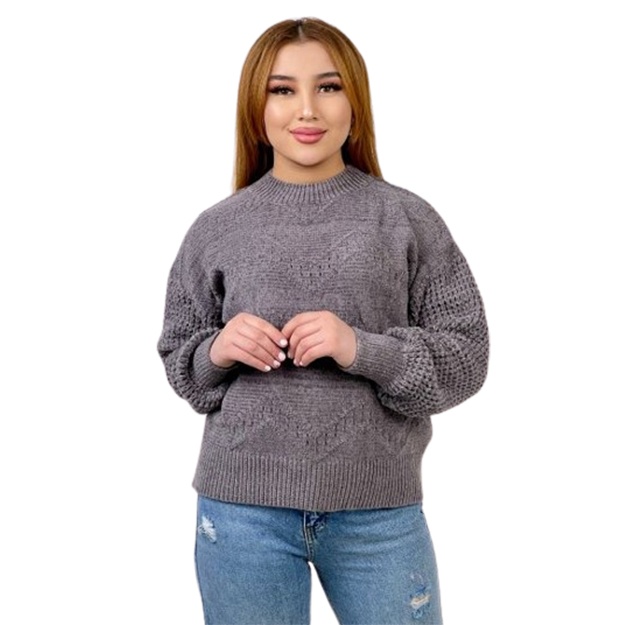 Ayollar sviteri 8204 Och kulrang