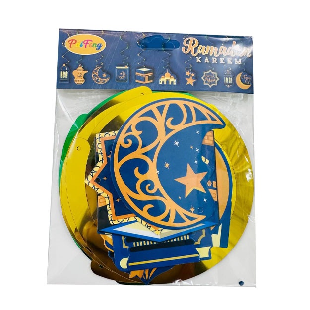 Devor uchun bezaklar Ramadan kareem, EID MUBORAK, 5 m To‘q ko‘k