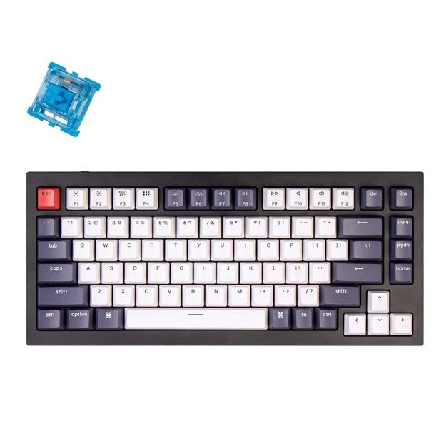 Mexanik klaviatura Keychron Q1 QMK Custom HotSwappable Gateron Phantom Blue Switch RGB with Knob Russian Layout