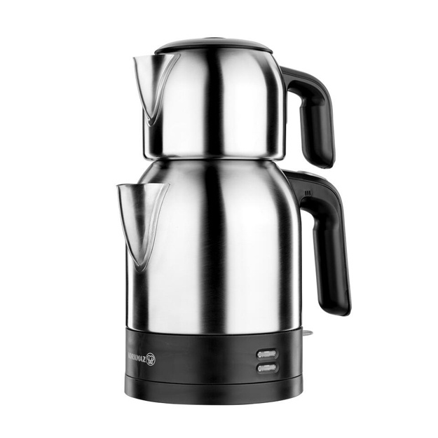 Ikki qavatli elektr choynak Korkmaz Demkolik Satin/Black 1,8 l