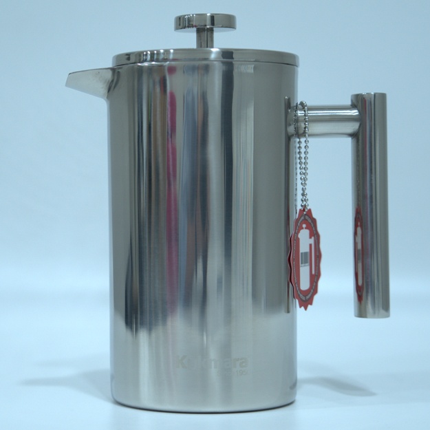 French Press qahva qaynatgich, isitiladigan choy pressi, 304 zanglamaydigan po‘latdan 1.L