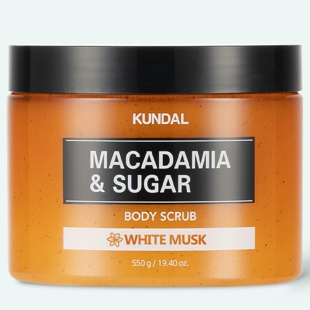 Badan uchun skrab Kundal Macadamia & Sugar Body Scrub White Musk 550g