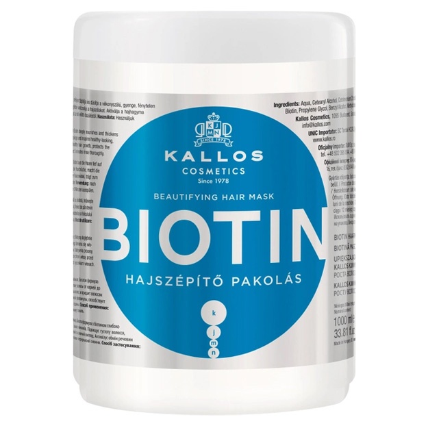 Biotin soch o‘sishi uchun niqob Kallos Cosmetics Biotin 1000ml