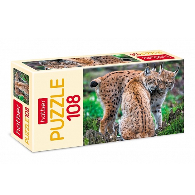 Пазлы Игра Hatber Дикие кошки 108 элементов А4ф 300х210мм 108ПЗ4_26042