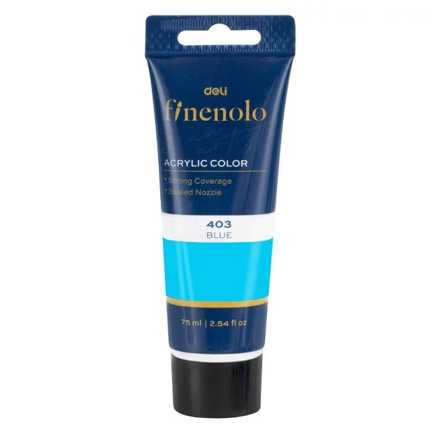 Akril bo‘yoq DELI badiiy, porloq, 75 ml., ko‘k, kolba