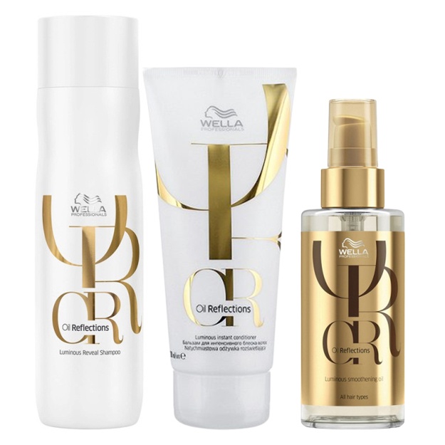 Sochlarning kuchli porlashi uchun to‘plam Wella Oil Reflections